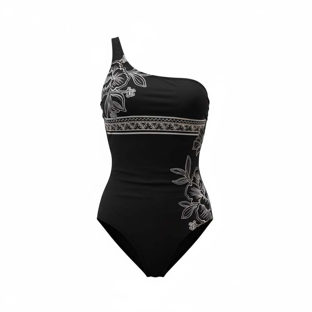 La Blanca Women's Shadow Floral One Shoulder Tummy Control One Piece Swimsuit